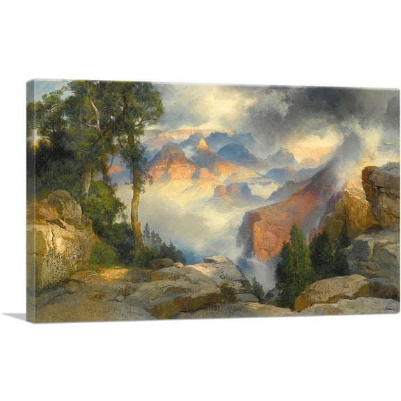 ARTCANVAS Clouds In The Canyon Canvas Art Print by Thomas Moran - Size: 26" x 18" (0.75" Deep)