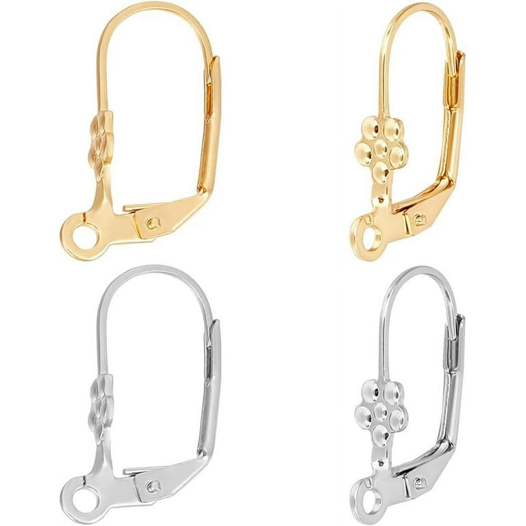 Box 60Pcs Leverback Earring Findings 24K Gold 925 Sterling