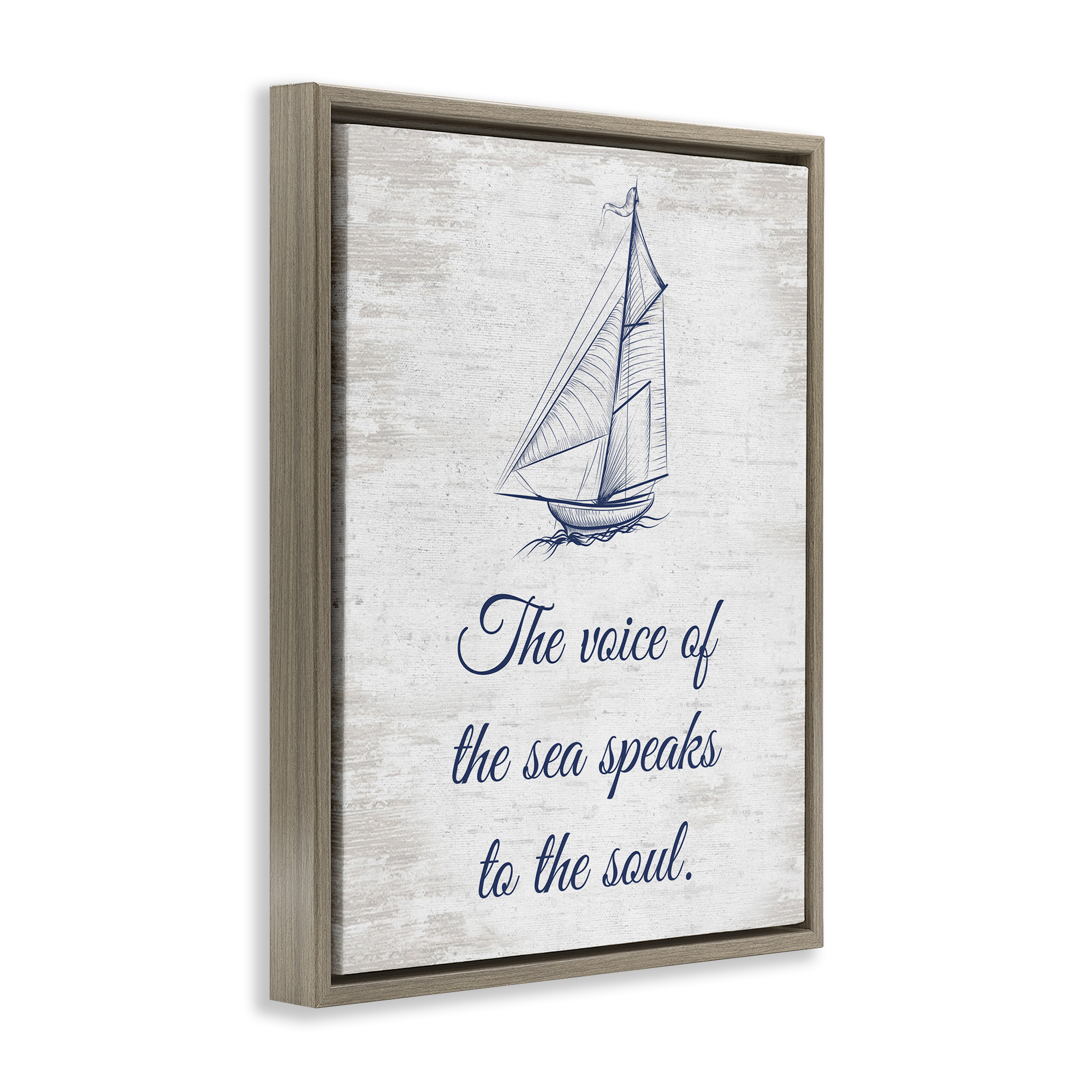 Stupell Industries Voice Of The Sea Transportation Painting Brown Floater Framed Canvas Art Print Wall Art, 25 x 31