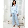 thumbnail image 5 of Silk Satin Pajamas for Women Set 2 Piece Silk Pjs Long Sleeve Top Cozy Sleepwear Silky Pajamas, 5 of 6