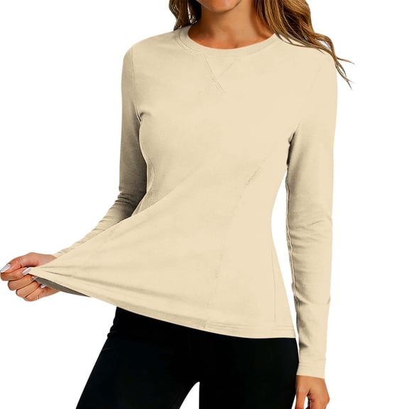 Hurxie Women's Sun Protection Long Sleeve Shirts, UPF 50 UV Rash Guard Swim Shirt, Workout Hiking Running Athletic Tops Khaki,3XL