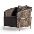thumbnail image 3 of MICHAEL AMINI Lisbon Upholstered Chenille & Metal Accent Chair in Onyx and Gold, 3 of 15