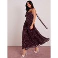 thumbnail image 4 of Burgundy Polka Dot Sleeveless Cinched Waist Maxi Dress With Choker Detail For Women, 4 of 8