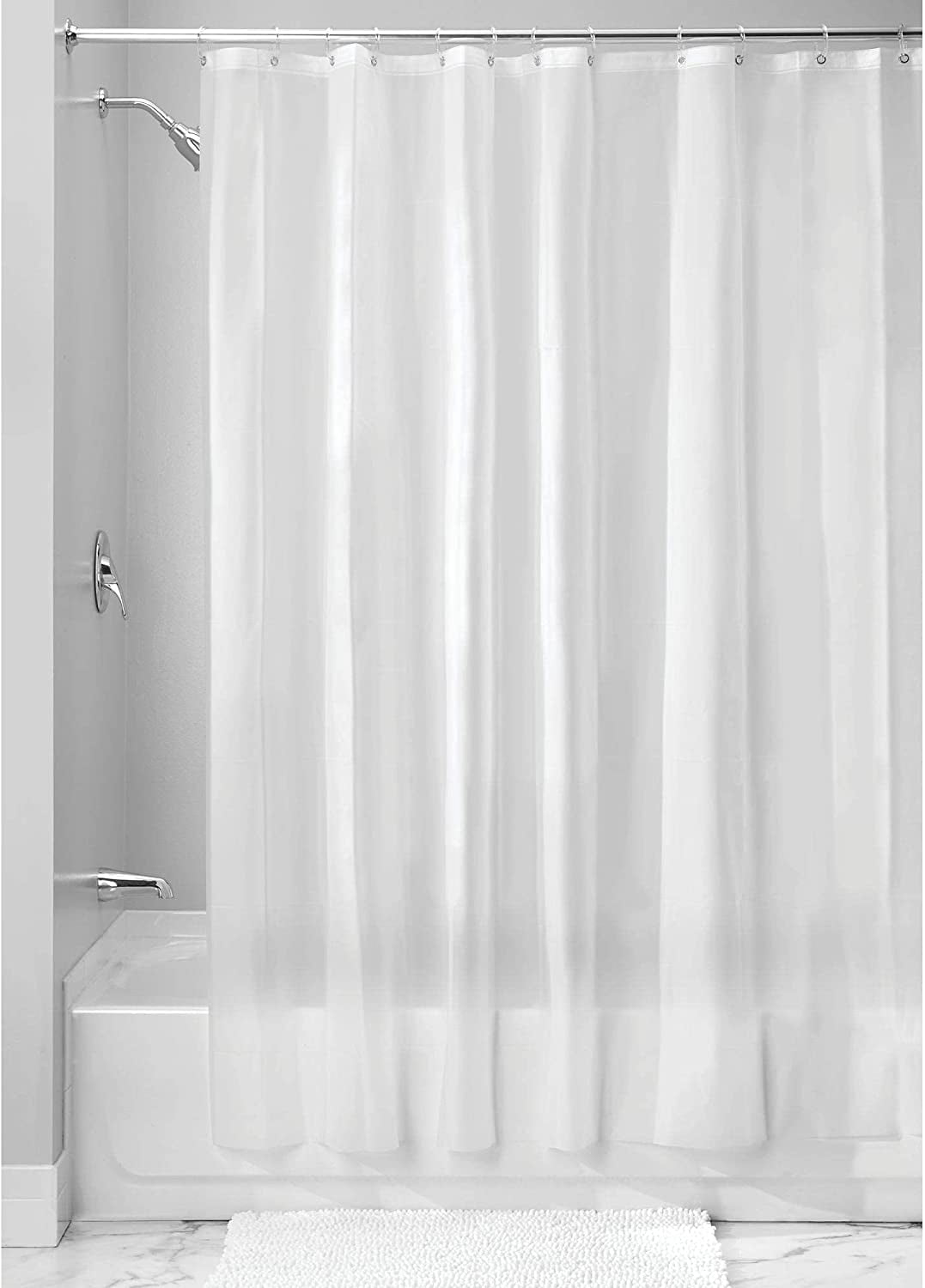 Clawfoot Tub Shower Curtain Warp Around, 180x70 Inches Clear Shower Curtain Plastic Liner Round for Bathroom Extra Wide with 36 Metal Hooks PEVA Waterproof, White Translucent
