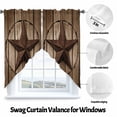 thumbnail image 3 of Swag Curtains Valances for Windows, Vintage Western Stars Short Kitchen Window Curtains Over Sink, Brown Farmhouse Wood Texture Cafe Curtains Panel Set Of 2,Rod Pocket, 36 Inches Length, 3 of 8