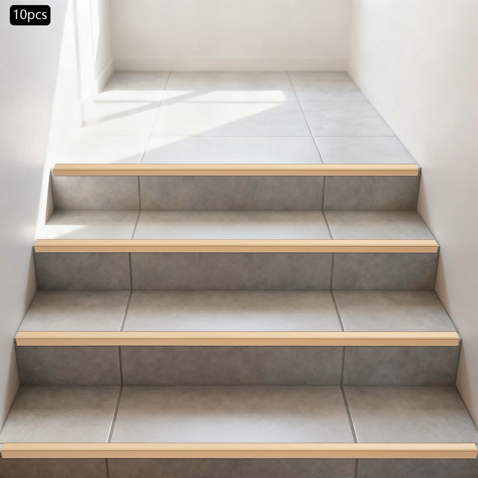 Stair Edge Protector, Stair Corner Trim Strips, Step Edge Trim for Schools, Daycare Centers, Kindergartens, Hospitals, Shopping Centers (35.43*1.18*0.79 in)-Gold