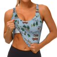 thumbnail image 3 of Cauagu Camping Caravan Pattern Sports Bras for Women,Round Neck Sports Bra Workout Crop Tank Tops Padded with Built in Shelf-Large, 3 of 8