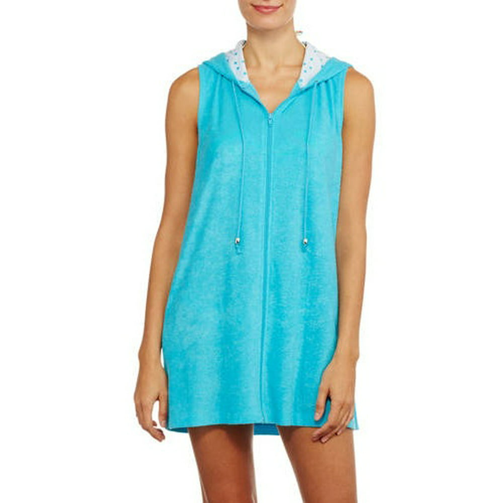 Catalina - Women's Zip-Front Hooded Terry Swim Cover-Up - Walmart.com ...