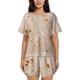 thumbnail image 1 of Balery Tortilla Conjunto de Pijama para Mujer con Estampado, Dos Piezas de Manga Corta y Shorts, Ropa de Dormir Suave con Cuello Redondo y Bolsillos-Large, 1 of 6