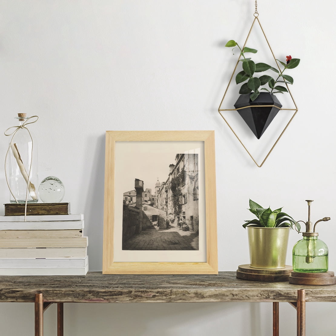 Vintage Views of Venice VIII - Framed Print w/glass - Natural Wood