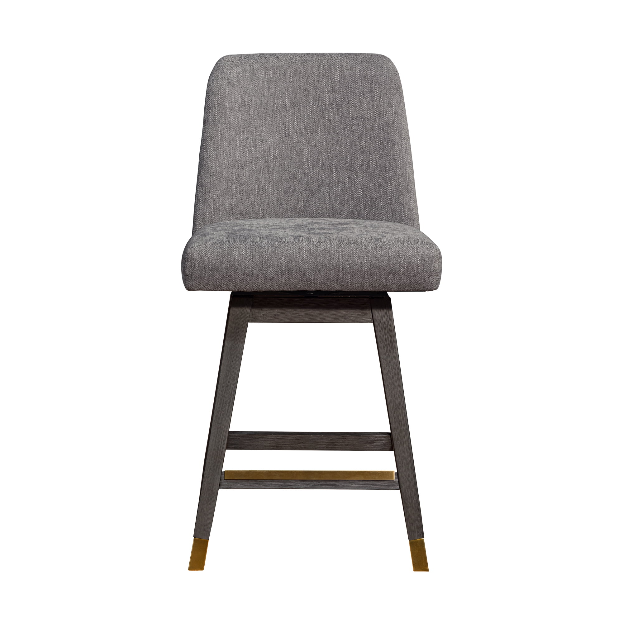 Amelia Swivel Counter Stool in Gray Oak Wood Finish with Mocha Fabric - Set of 2