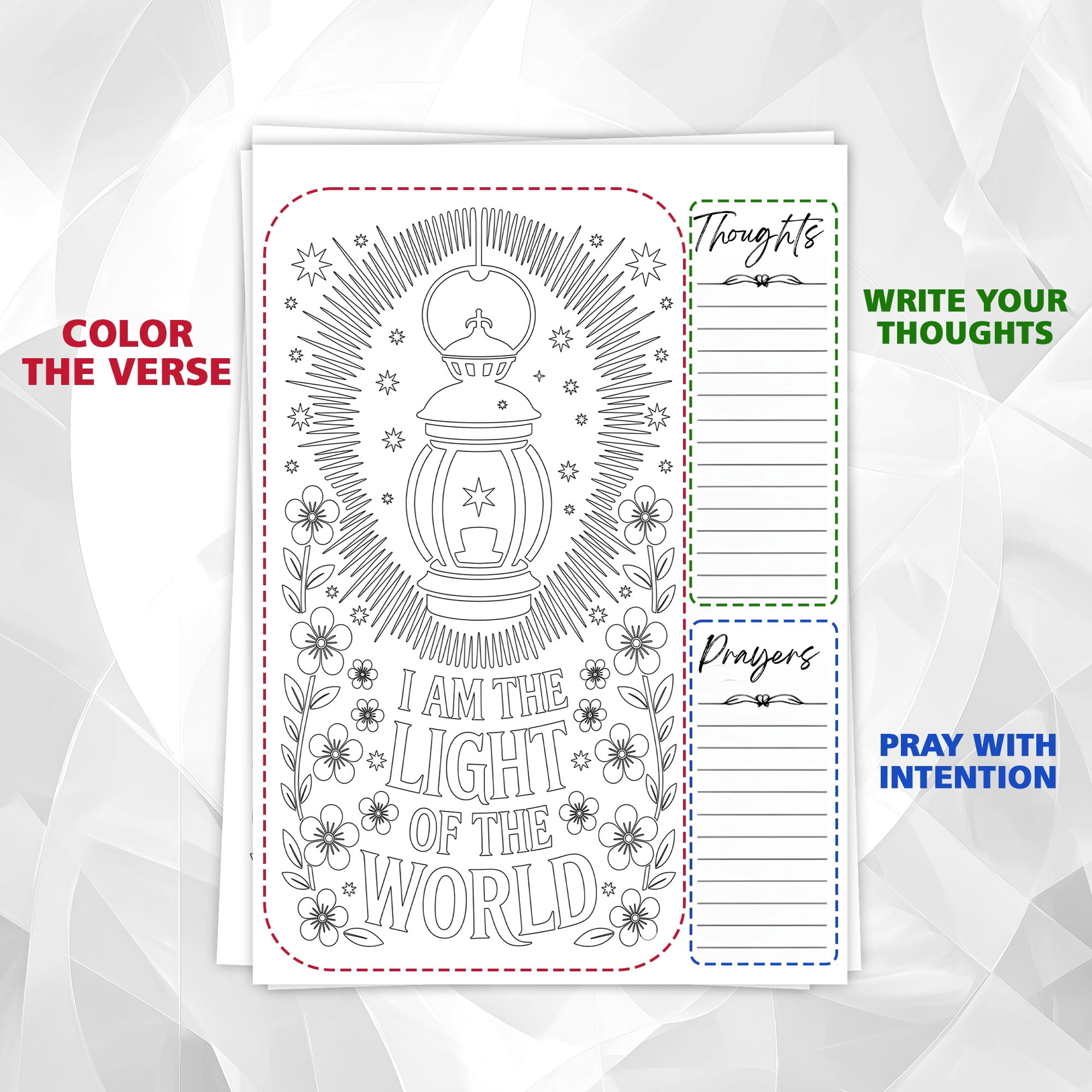 Monochrome Bible Verse Coloring Book for Adults, 30 Minimalist Scripture Art Pages with Reflection & Prayer Space, Spiral Bound, A4 or A5 Softcover or Wood Cover