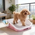 thumbnail image 4 of Dog Potty Toilet Training Tray - Portable Multifunctional Mesh Puppy Training Toilet Pad Holder, with Bafflel for Small Dogs Puppies, Pink, 4 of 6