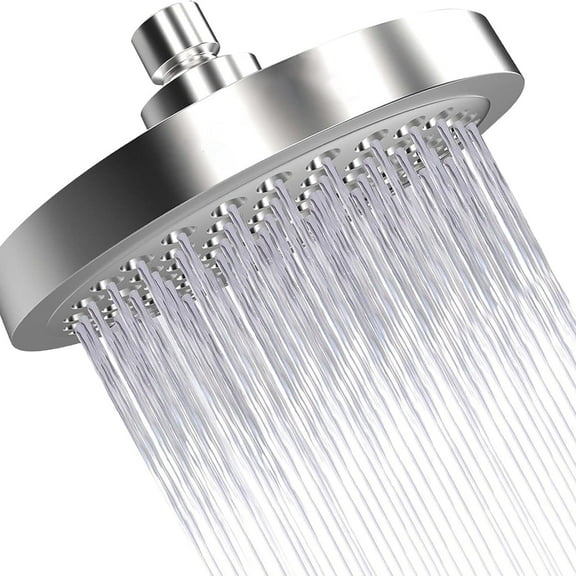 Duklik High Pressure Rainfall Shower Head - 6 Inch Luxury Spa Showerhead with 90 Anti-Clog Silicone Jets, Adjustable Angle, Easy Install, Includes Teflon Tape & Filter for Hard Water