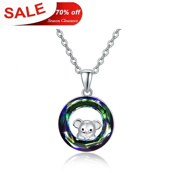 Cuoka Koala Necklace 925 Sterling Silver Crystal Pendant Necklaces Cute Animals Hypoallergenic 18K White Gold Plated Jewelry Birthday Xmas Gift for Women Mom Wife