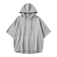 thumbnail image 5 of HongQid Womens Hoodie Drawstring Hood Short Batwing Sleeve Cropped Oversized Spring Fall Long Sleeve Ladies Trendy Casual Outfit Clothing Pullover Sweatshirt, 5 of 9