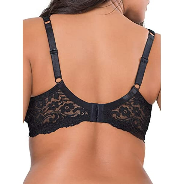 Smart & Sexy Women's Plus Size Signature Lace Unlined Underwire Bra  with Added Support, Black Hue, 36DDD 