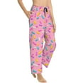 thumbnail image 2 of Disketp Pink Donut Print Women'S Comfy Pajama Pants Casual Drawstring Palazzo Lounge Wide Leg Pants, 2 of 9