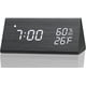 thumbnail image 1 of Reloj despertador digital, con pantalla de tiempo LED electrónica de madera, 3 ajustes de alarma, detección de humedad y temperatura, relojes eléctricos de madera para dormitorio, mesita de noche Fokelyi WMYD-56-1, 1 of 8
