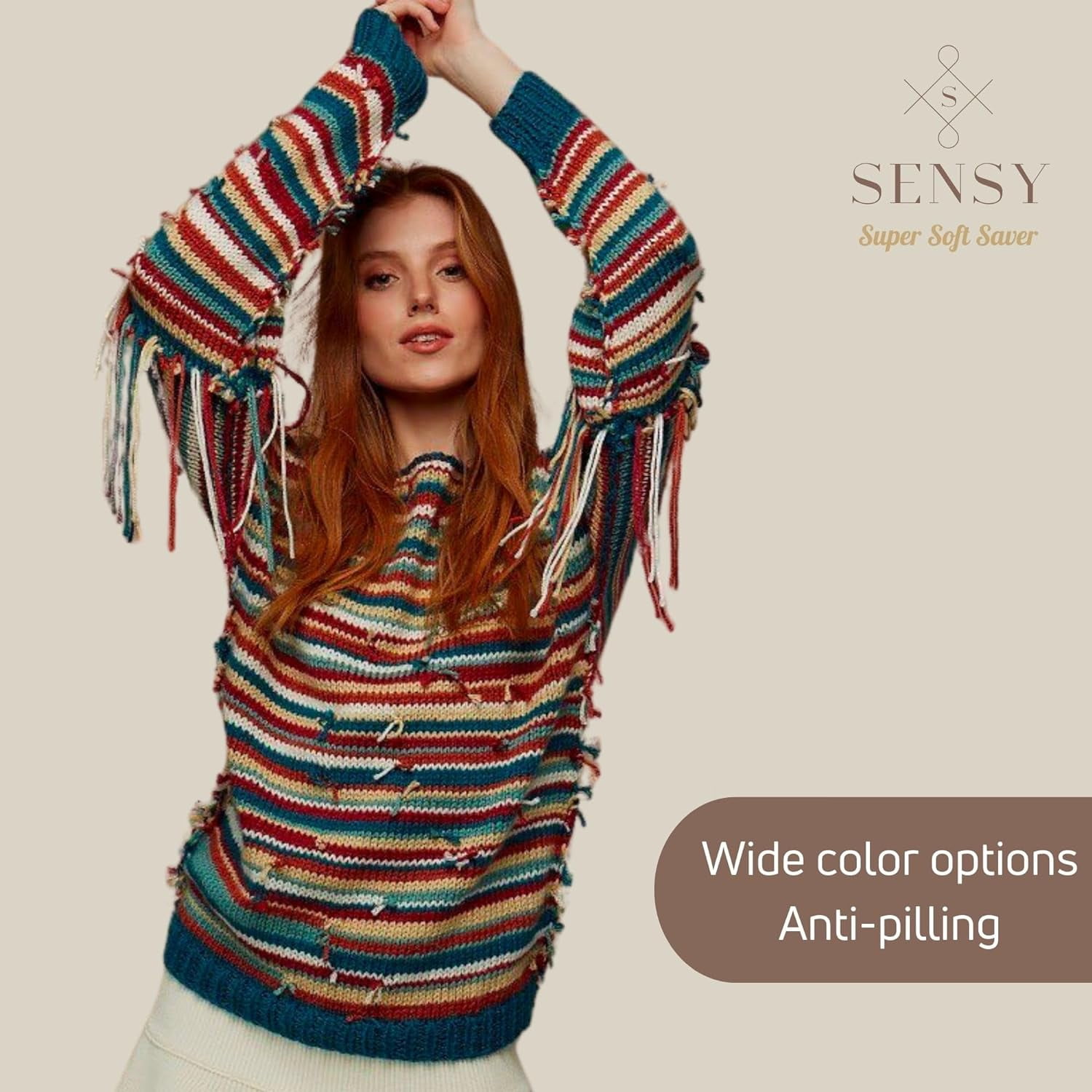 3 Skeins of Sensy Super Soft Saver Yarn, 3.5 oz, 190 Yards, Gauge 4 Medium (Cinnamon)