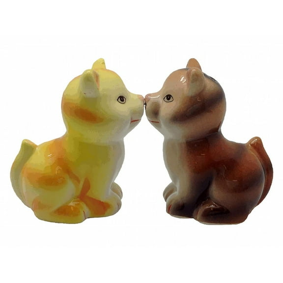 GENL Ceramic Multicolor Salt & Pepper Set Magnetic Cats