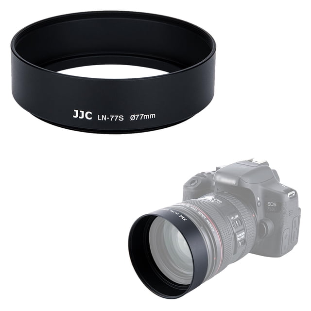 Parasol de lente JJC estándar de aluminio metálico de 77 mm para Canon Nikon