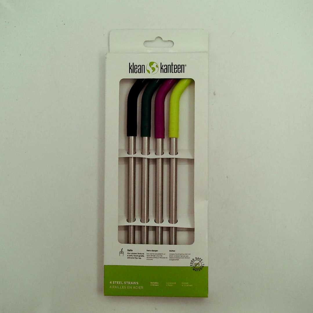 Klean Kanteen 4 Steel Straws and Cleaning Brush Attractive Colors for sale online 