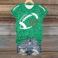 thumbnail image 4 of Bibifish Womens Tshirts Football Print Glitter Short Sleeve Tops Summer Football Season Crew Neck Slim Fit Pullover T-Shirts, 4 of 5