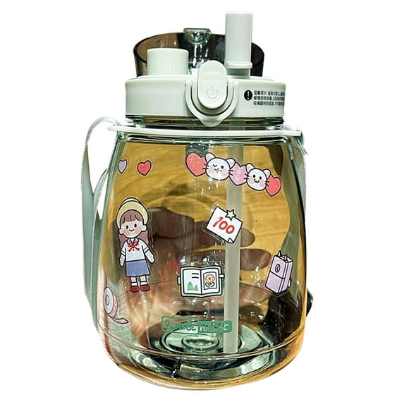Large Capacity Water Bottle Portable Sports Water Bottle with cute stereoscopic stickers