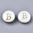 thumbnail image 2 of 20pcs Natural Freshwater Shell Beads with Golden Plated Brass Etched Metal Embellishments Flat Round Seashell color Letter.B 8x3~5mm Hole: 0.5~07mm, 2 of 2