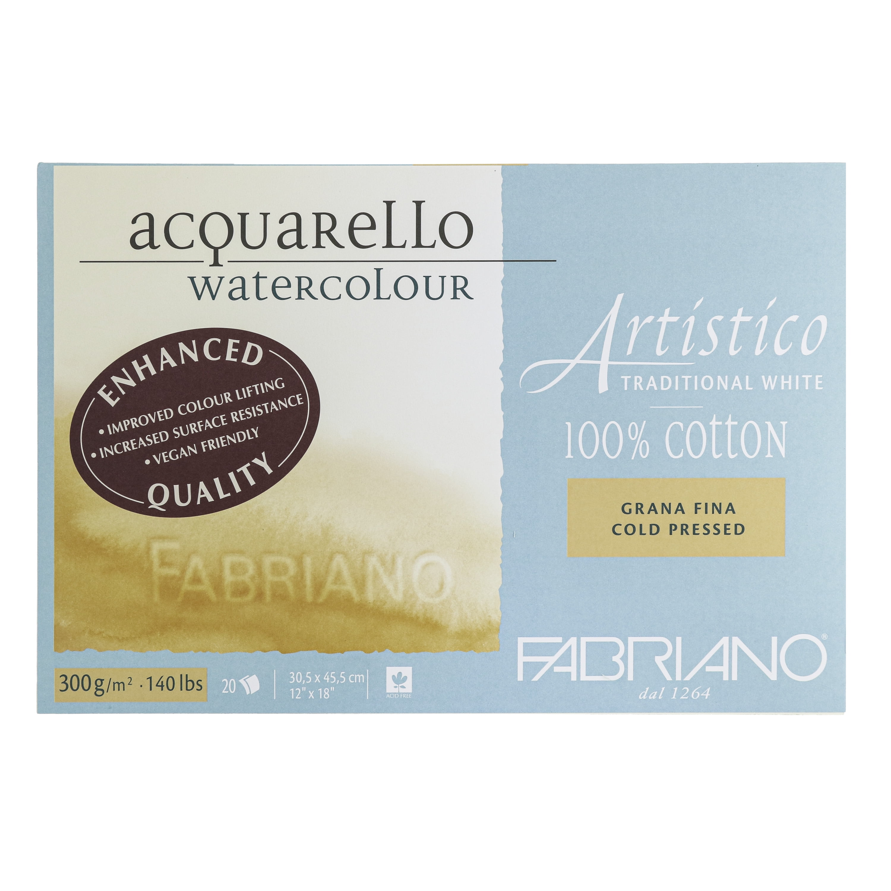 Fabriano Artistico Traditional White Watercolor Block, 140 lb./300 gsm ...