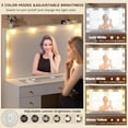thumbnail image 6 of 43.3" Vanity with Large Mirror and 10 LED Lights, Vanity Desk with Glasstop, 11 Drawers with Crystal Handles, Dressing Table with Power Outlet as Gift for Women, Girls (White), 6 of 9