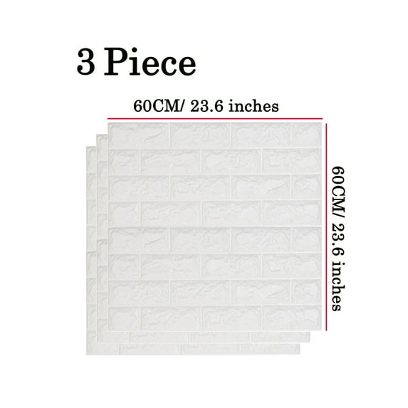 LELINTA 10PCS Peel and Stick 3D Wall Panels White Brick Wallpaper Wall Decal Wall Accent TV Walls 23.5in x 23.5in