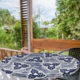 thumbnail image 2 of Ambesonne Japanese Fitted Round Tablecloth, Flower-Like Whimsical Art, 45"- 56" Diameter, Dark Violet Blue White, 2 of 5