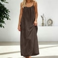 thumbnail image 6 of Women's Backless Maxi Dress, Solid Color Spaghetti Strap Loose Fit Long Dress, Casual Sleeveless Beach Dress for Vacation, Summer and Daily Wear Coffee XXL, 6 of 8