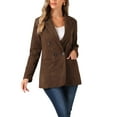 thumbnail image 4 of INSPIRE CHIC Faux Suede Blazer for Women's Dressy Lapel Collar Double Breasted Suit Jacket, 4 of 5