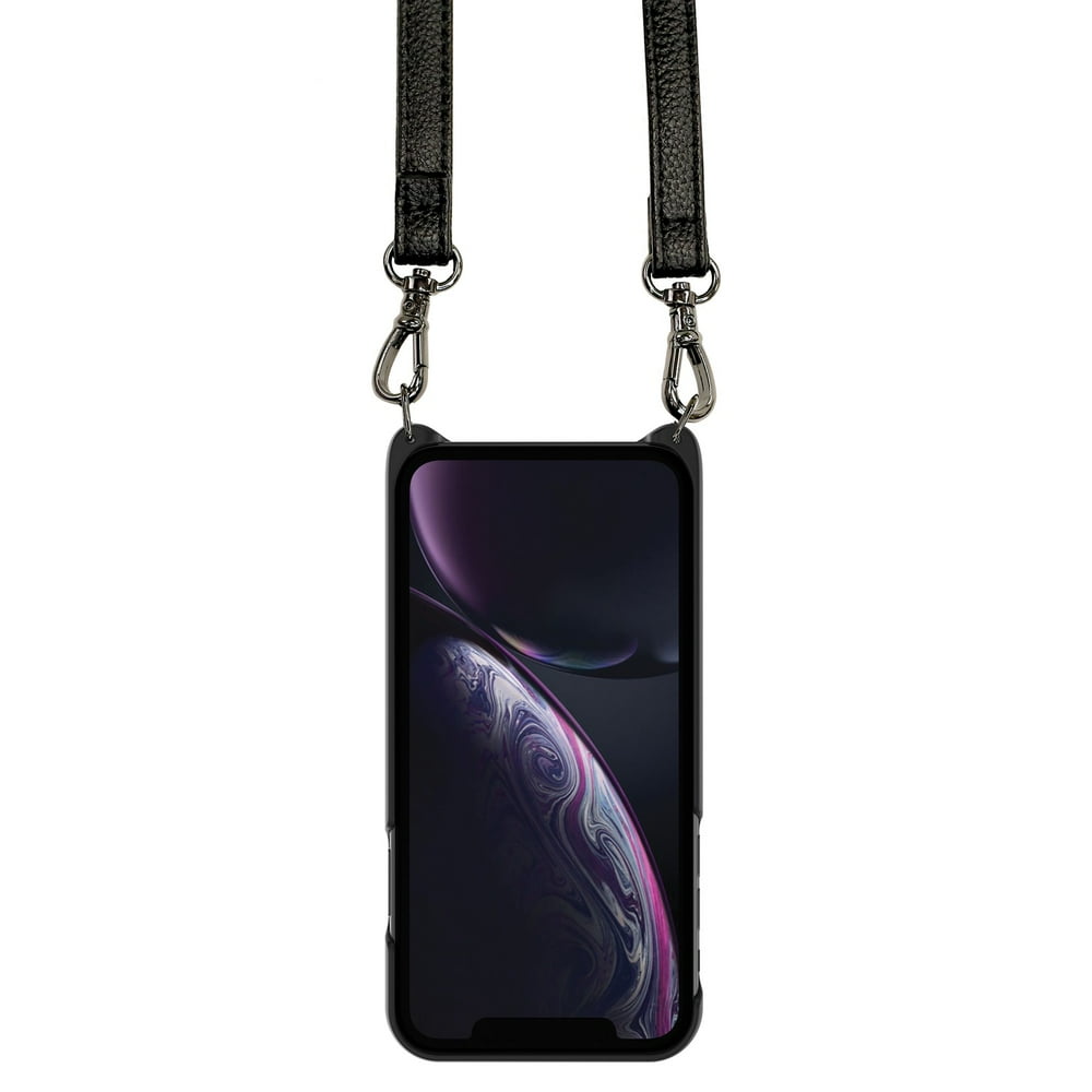 Black Wallet Phone Case with Crossbody Strap for iPhone XR Walmart