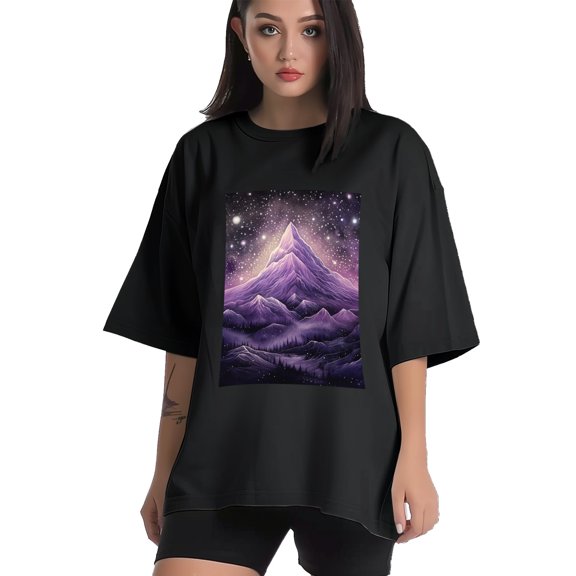 Plus Size Shirt for Women Black Tops for Women Short Sleeves Shirt for Women Mountain T Shirt Crewneck Shirt for Women XS