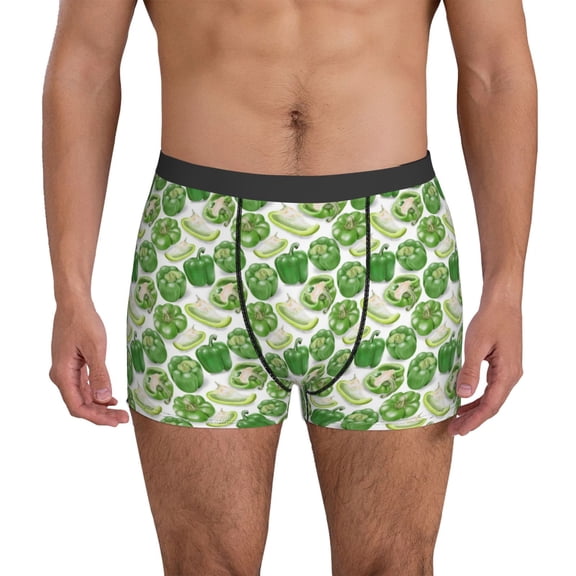 Mens Underwear Boxer Briefs - Bell Pepper green funny Comfort Breathable men's boxer briefs with Flex Waistband