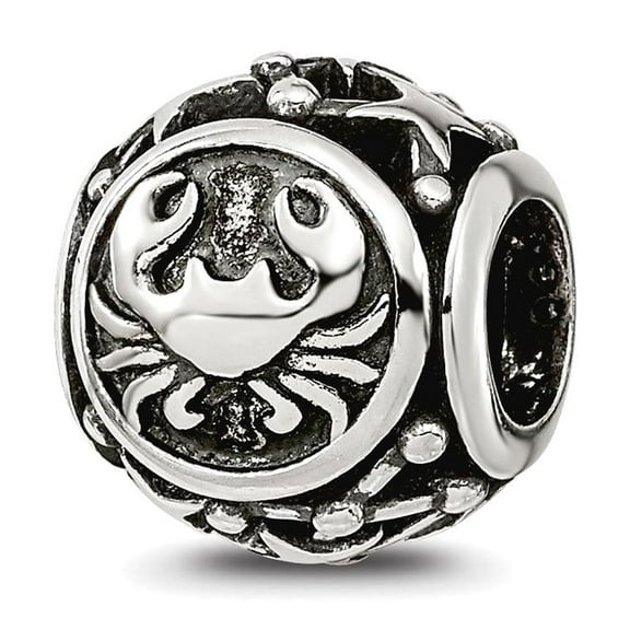 925 Sterling Silver Reflections Zodiac Cancer Bead 10.85x9.7mm Wide Charm Pendant Necklace for Women