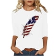 thumbnail image 2 of Itsame 4th of July Shirts Women Independence Day Short T-Shirt Sleeve American Flags Printed Short Sleeve Top, Round Neck White, 2 of 4
