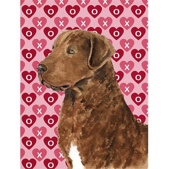 11 x 15 In. Chesapeake Bay Retriever Hearts Love And Valentines Day Flag, Garden Size