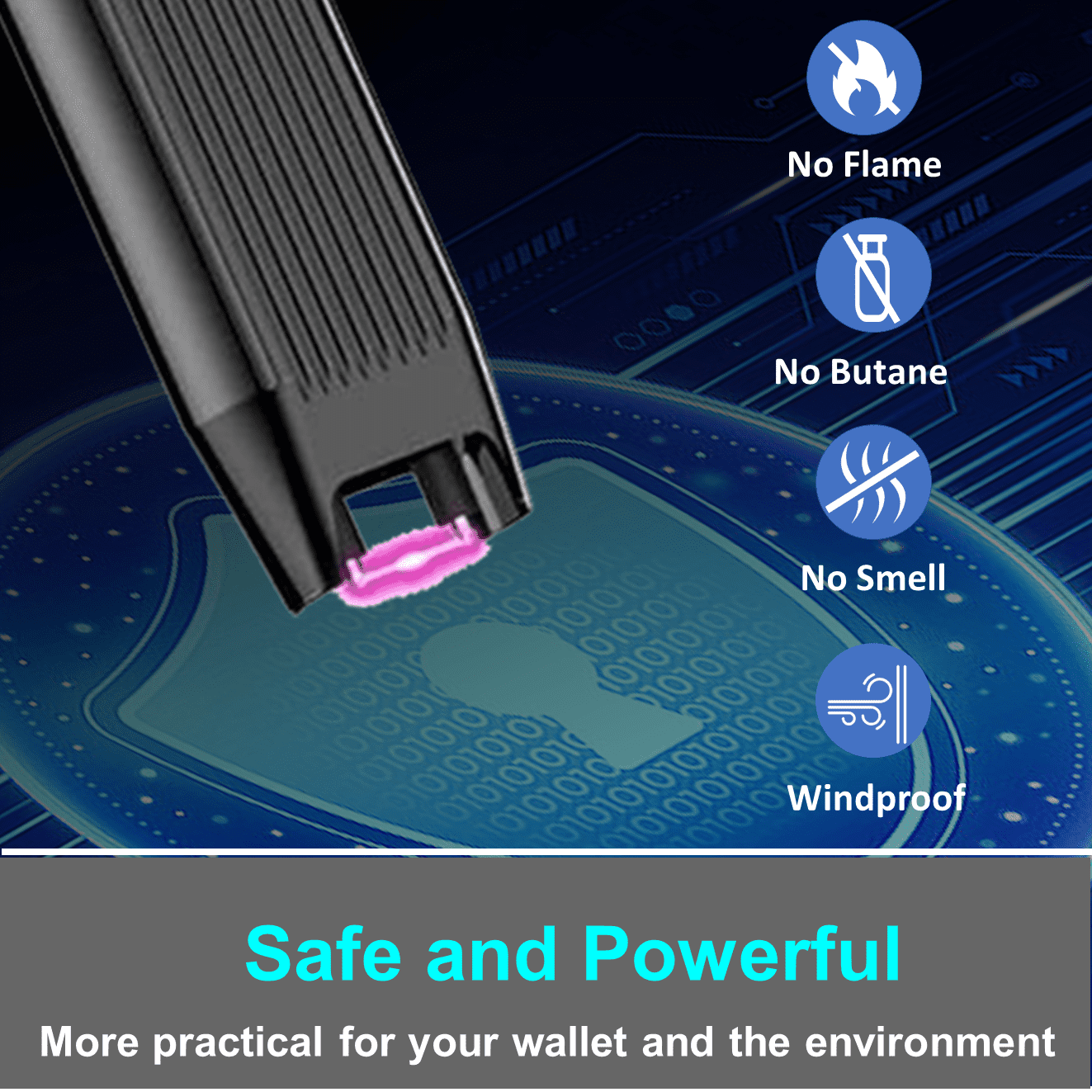 Electric Lighter - USB Rechargeable Candle lighter, Windproof Flameless Plasma Arc Lighter for BBQ Grill, Camping, Stove, 7.5" Long Stick Lighter,Silver