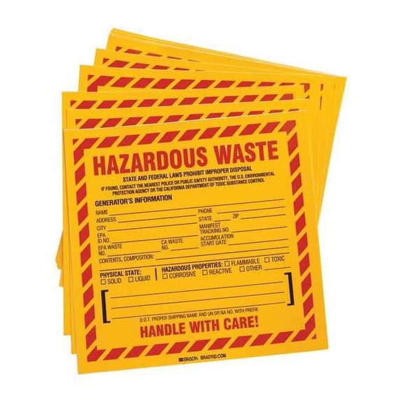 Brady DOT Handling Label, 6" H, 6" W, 121157,PK50 121157