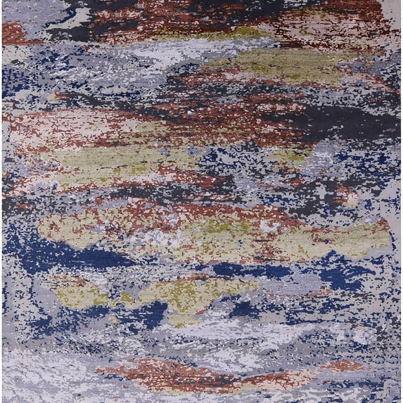 Ahgly Company Machine Washable Indoor Square Industrial Modern Plum Purple Area Rugs, 3' Square