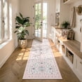 thumbnail image 4 of Wonnitar 2.5'x 8' Floral Runner Rug, Vintage Pink Washable Rug for Hallway & Kitchen, Soft Low Pile Non-Slip Carpet for Bedroom, Laundry Room, 4 of 12