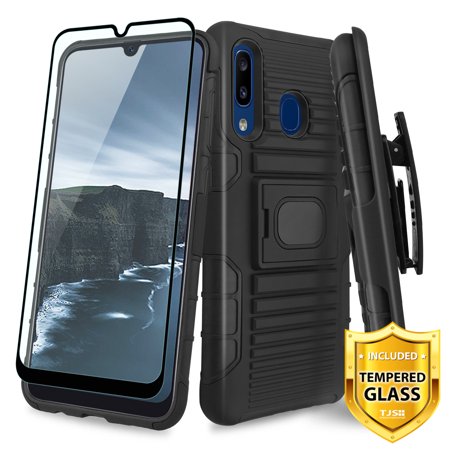 TJS Phone Case for Samsung Galaxy A50/Galaxy A30/Galaxy A20, with [Full Coverage Tempered
