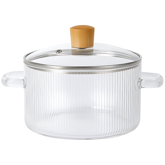 Glass Pot for Stove Top, Clear Borosilicate Glass Simmering Pot with Lid, 55.8 fl oz / 1.65 l, Dual Handle Design, Perfect for Milk, Soup Cooking, Stovetop Compatible