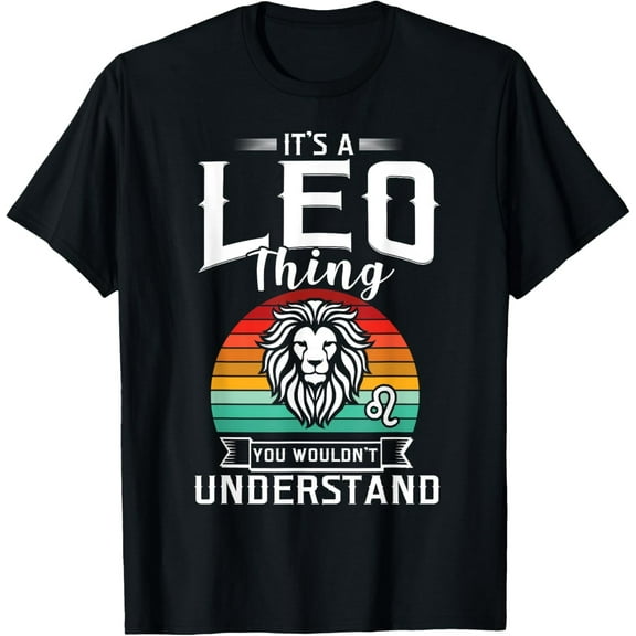 Sam Soft Lion graphic art July August Birthday retro Leo Zodiac sign T-Shirt All Size S-5XL