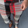 thumbnail image 2 of Outfmvch Joggers For Men Mens Jeans Men'S Casual Plaid Print Party Suit Pants Stretch Feet Pants With Pockets Men'S Pants Red 3Xl, 2 of 8